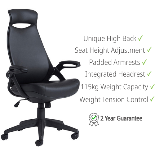 Tuscan Manager&#039;s Chair – Front View in Black Leather Finish
